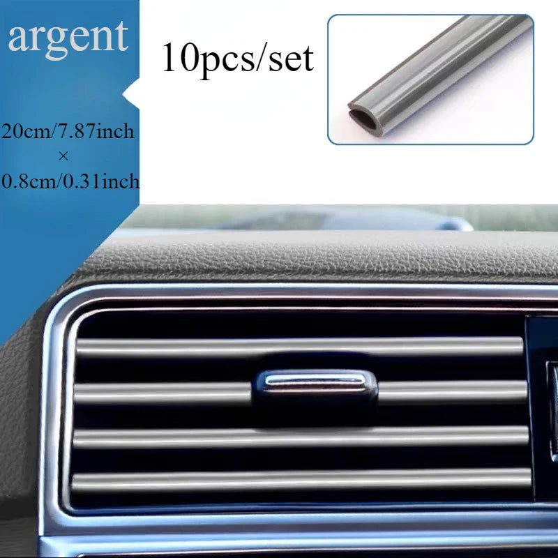 10pcs/set Auto Accessories DIY Car Interior Air Conditioning Outlet Decorative Strips, General Creative Car Styling