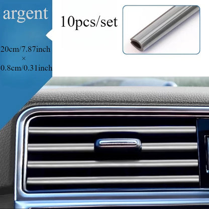 10pcs/set Auto Accessories DIY Car Interior Air Conditioning Outlet Decorative Strips, General Creative Car Styling
