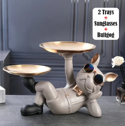 Bulldog Animal Figurines Cool Dog Statue Sculpture Living  Study Room Bedroom Decor Home Interior Decoration Accessories