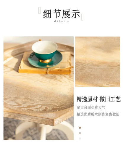 Farmhouse end Table, Cocktail Table Set, Modern Circle Hand-Crafted Natural Wood Finsh Small Side and End Table Sets，Natural