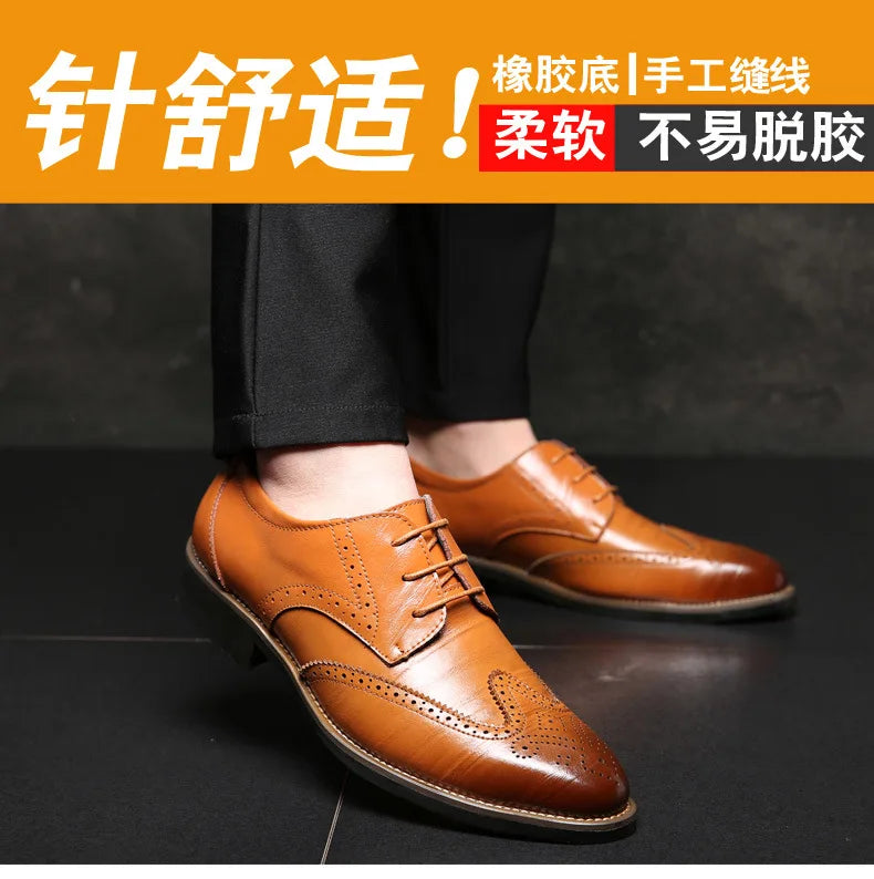 2023 Men Dress Shoes Comfortable Wear-resistant Formal Shoes Leather Luxury Fashion Groom Wedding Shoes Men Oxford Shoes Dress