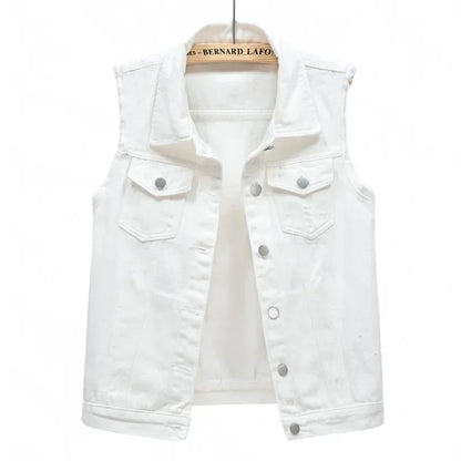 Denim Vest for Women Jacket Spring Streetwear Women Clothing Autumn Coats Fashion Clothes Casual Vintage Elegant Sleeveless