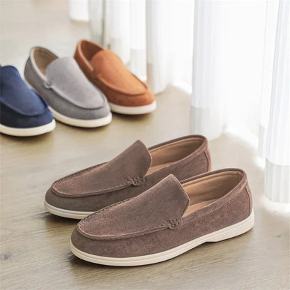 2025 Men's Classic Loafers | Fashionable Suede Flats with Round Toe Design | Comfortable Lazy Slip-on Shoes