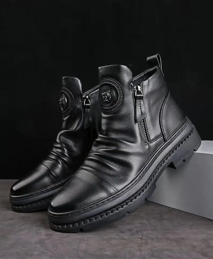 Chelsea Boots for Men Business Office Formal Dress Shoes Men Casual High-top Ankle Boots Men Platform Boots