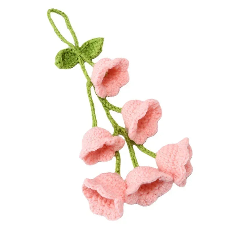 Car Interior Hanging Accessories Cute Car Accessories Bellflower Hand Knitted Car Pendant Rear View Mirror Accessories Hanging