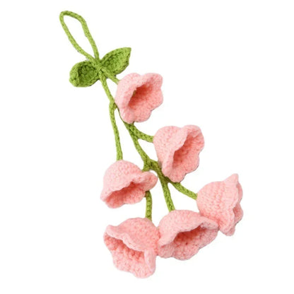 Car Interior Hanging Accessories Cute Car Accessories Bellflower Hand Knitted Car Pendant Rear View Mirror Accessories Hanging