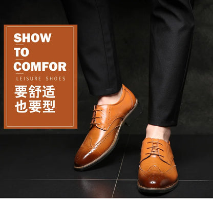 2023 Men Dress Shoes Comfortable Wear-resistant Formal Shoes Leather Luxury Fashion Groom Wedding Shoes Men Oxford Shoes Dress