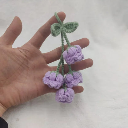 Car Interior Hanging Accessories Cute Car Accessories Bellflower Hand Knitted Car Pendant Rear View Mirror Accessories Hanging