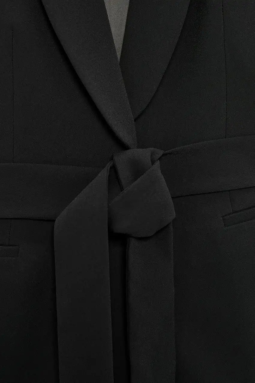 Elegant Sleeveless Vest Suit Set - Lapel Blazer Vest with Matching High Waist Pants