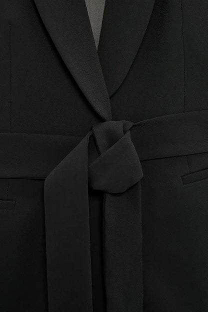 Elegant Sleeveless Vest Suit Set - Lapel Blazer Vest with Matching High Waist Pants