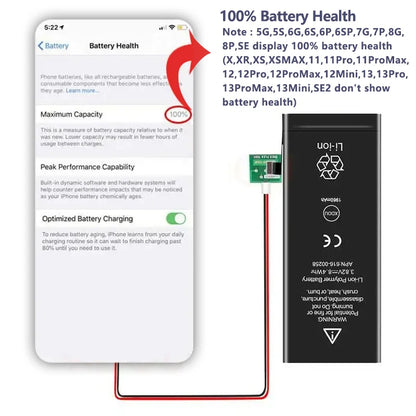 Battery For  iPhone 6 6S 5 5S SE 6P 6SP 7 7Plus 8 8Plus X XR XS 11 SE2 4 4G 4S Pro MAX Replacement Batteria + Free Tools