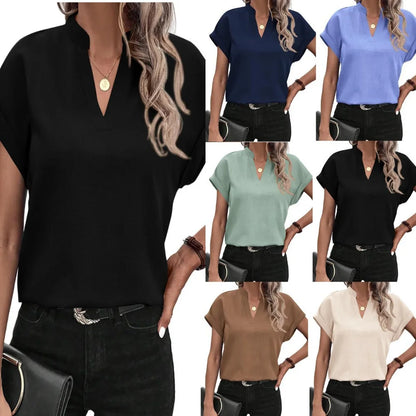 Women's Blouse White Shirt 2024 Summer Solid Color V-neck Cotton Linen Shirt Top Блузки Женские Blusen  Блузка Camisas De Mulher