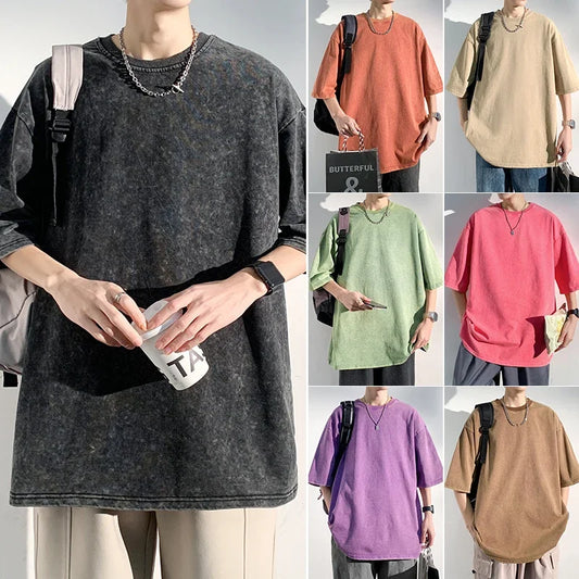 LEGIBLE Summer Men T Shirt Short Sleeve Casual Cotton Oversized T-shirt Men Tops Tees