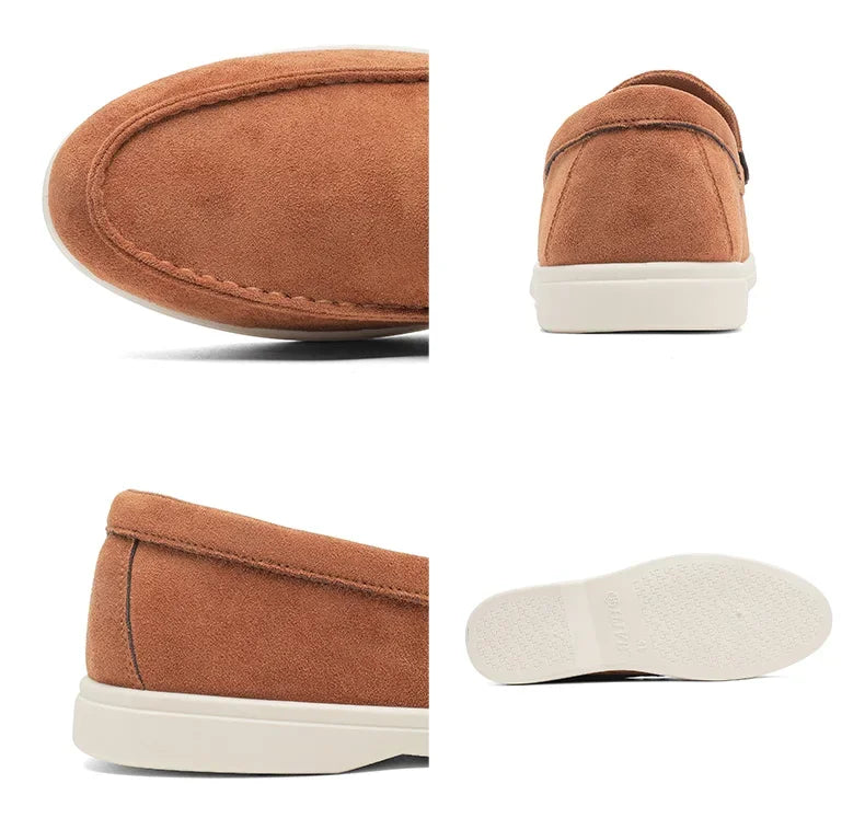 2025 Men's Classic Loafers | Fashionable Suede Flats with Round Toe Design | Comfortable Lazy Slip-on Shoes