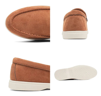 2025 Men's Classic Loafers | Fashionable Suede Flats with Round Toe Design | Comfortable Lazy Slip-on Shoes