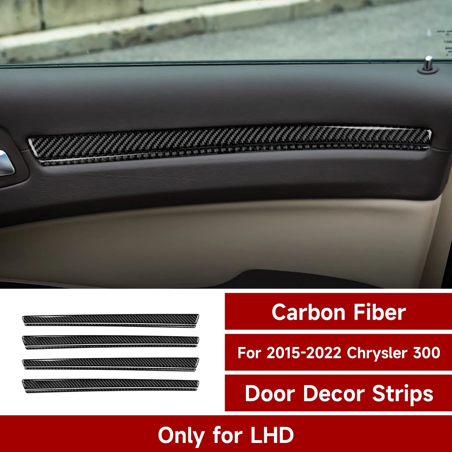 Car Front Rear Doors Decor Trim Decals for 2011-2023 Chrysler 300 Accessories Carbon Fiber Interior Stickers