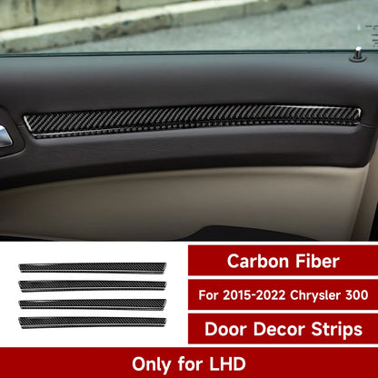 Car Front Rear Doors Decor Trim Decals for 2011-2023 Chrysler 300 Accessories Carbon Fiber Interior Stickers