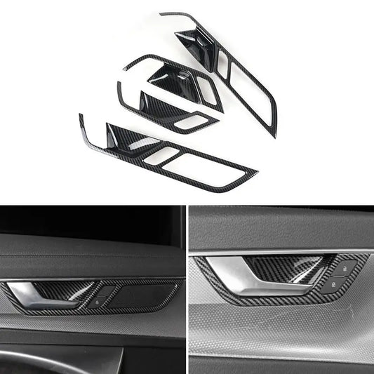 For Audi A6 C8 2019 2020 2021 2022 Car Interior Accessories Door Handle Bowl Panel Cover Frame Trim ABS Carbon Fiber Texture