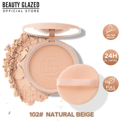 BEAUTY GLAZED Oil Control Matte Face Powder Long Lasting Flawless Setting Powder Face Makeup With Mirror