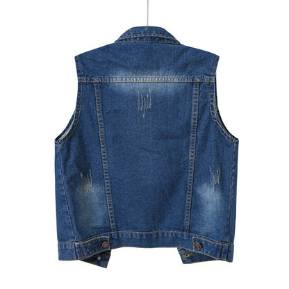 Denim Vest for Women Jacket Spring Streetwear Women Clothing Autumn Coats Fashion Clothes Casual Vintage Elegant Sleeveless