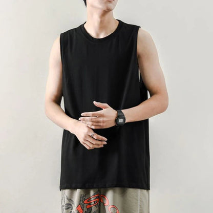Men Running Tank Top Workout Muscle Sleeveless T-Shirt Summer Gym Vest Sports Solid Color Handsome Tops
