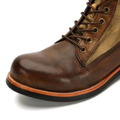 New Brown Boots for Men Black Business Handmade Men's Short Boots Round Toe Slip-On Ankle Boots Motorcycle Boots Combat Boots