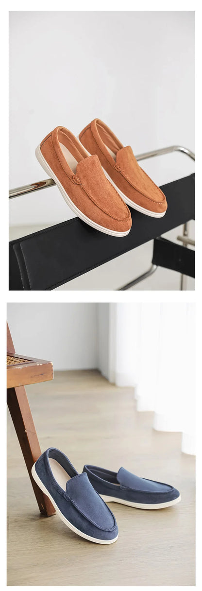 2025 Men's Classic Loafers | Fashionable Suede Flats with Round Toe Design | Comfortable Lazy Slip-on Shoes