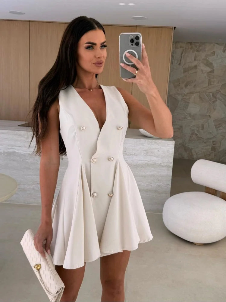 Summer elegant double breasted women's suit autumn fashionable commuting women's vest suit dress8029