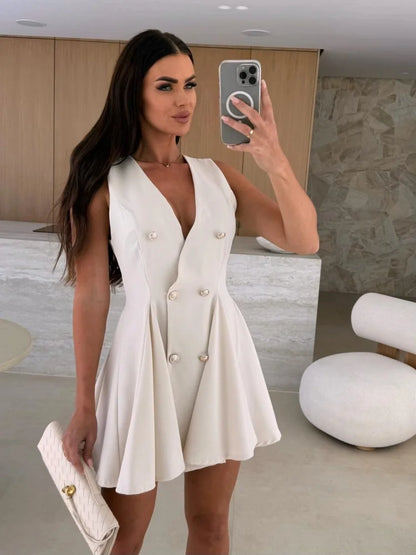 Summer elegant double breasted women's suit autumn fashionable commuting women's vest suit dress8029