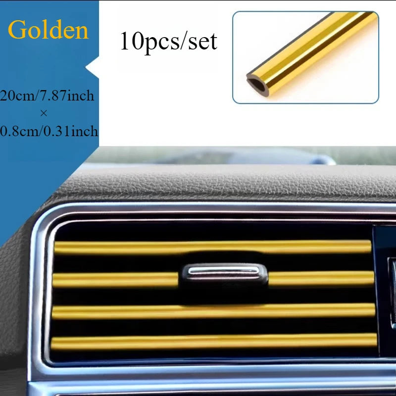 10pcs/set Auto Accessories DIY Car Interior Air Conditioning Outlet Decorative Strips, General Creative Car Styling