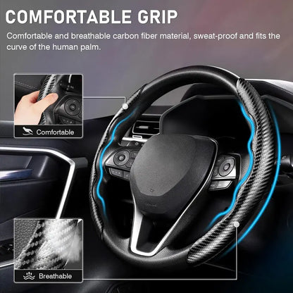 Car Accessories Universal Customized Protective Designer Carbon Fiber Car Steering Wheel Cover