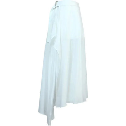 White Skirts for Women Temperament Summer Jupe 2025 Faldas Mujer De Moda High Waist Patchwork Chiffon Skirt Chic Korean Saia