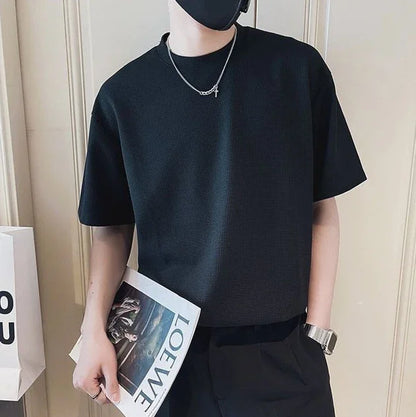 Top T Shirt for Men Orange O Neck Man Tee Shirts Plain Clothing Streetwear No Logo Cool Hot Loose Basic High Quality Aesthetic S