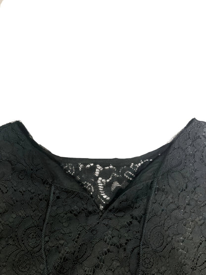 Plus Size Boho Blouse, Women's Plus Solid Lace Lantern Sleeve Tassel Trim V Neck Tunic Shirt Top