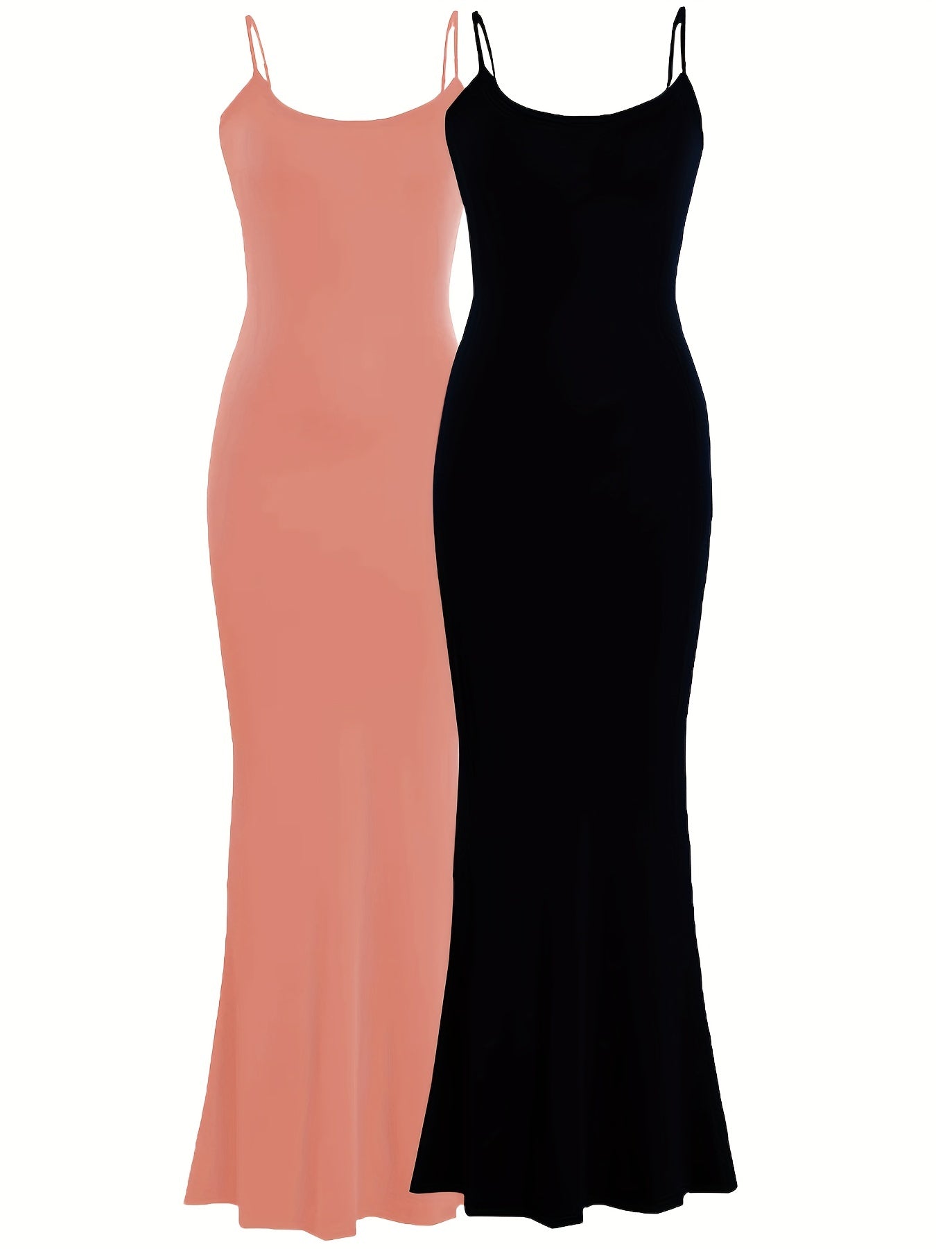 2 Packs Solid Cami Dresses, Casual Sleeveless Bodycon Dress, Women's Clothing