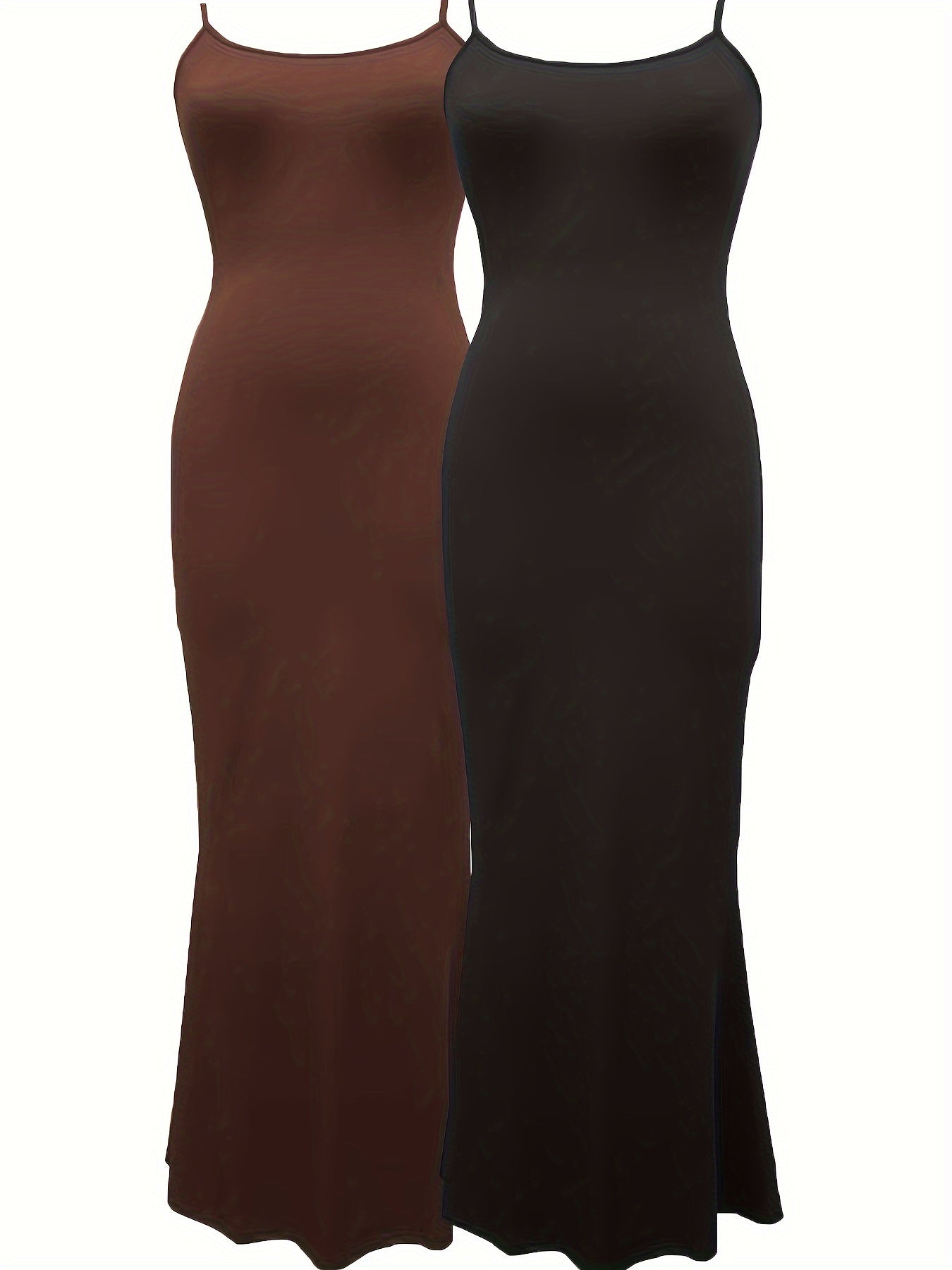 2 Packs Solid Cami Dresses, Casual Sleeveless Bodycon Dress, Women's Clothing