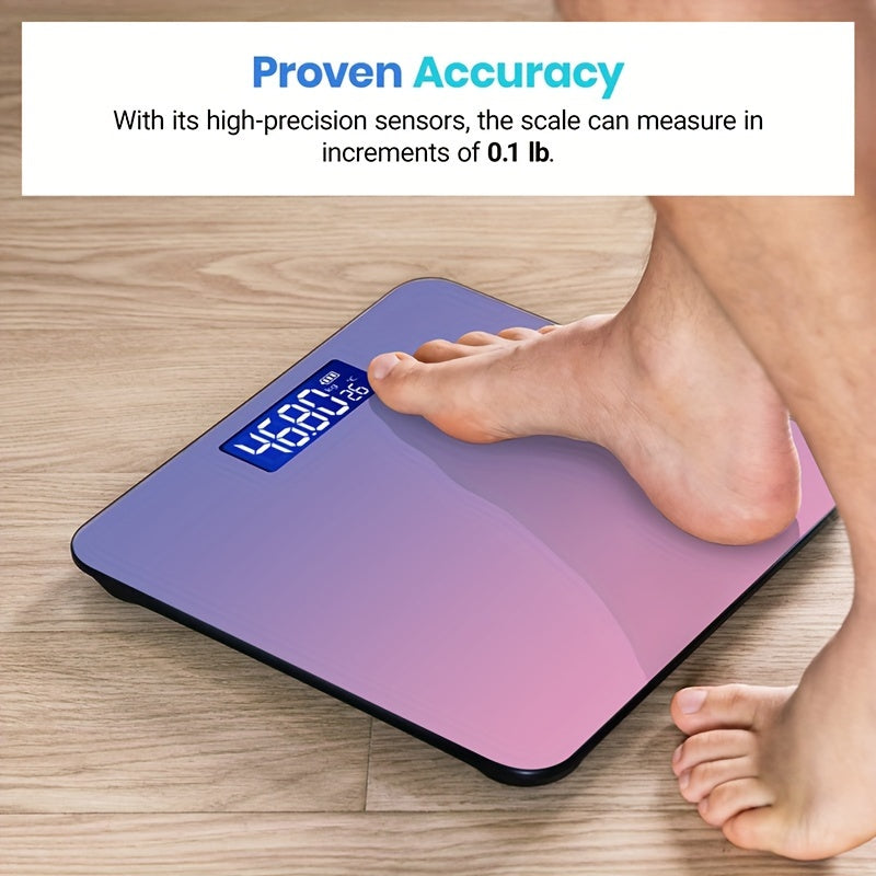 1pc Digital Bathroom Scale With Temperature - Highly Accurate Body Weight Scale With Lighted LCD Display, Round Corner Design, 400 Lb, 3 Weighing Units: LB/KG/ST:LB DispLay - For Home Use - Ideal Gift for Health-Conscious Ind