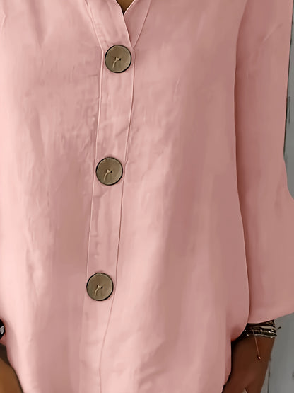 Women's Mint Green Button-Up Blouse - Loose Fit Non-Stretch Shirt, Elegant Casual Button Front for Everyday, Office, Vacation - Breathable All-Season Top, Versatile Shirt, Round Neckline, Durable Construction, Stylish Shirt,
