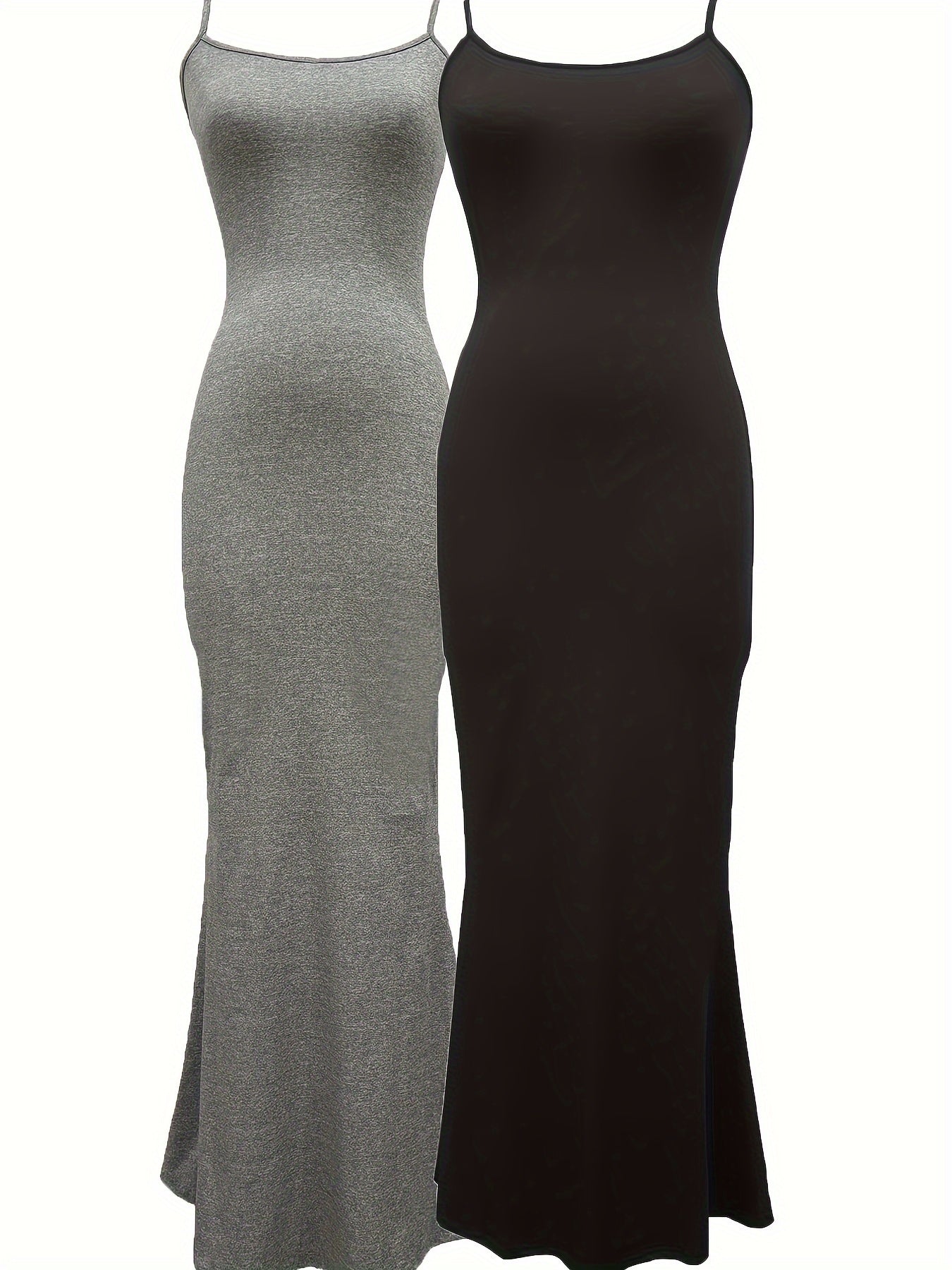 2 Packs Solid Cami Dresses, Casual Sleeveless Bodycon Dress, Women's Clothing