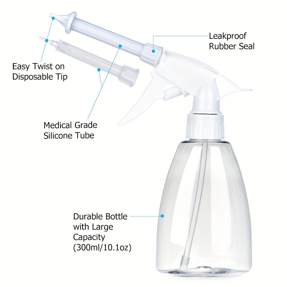 1 Set Of 10.14oz Conical Bottle Ear Washing Set With 7 Replacement Heads, Anti-splash, Easy To Use, Daily Home Health Care Must-have
