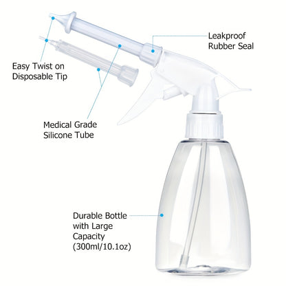 1 Set Of 10.14oz Conical Bottle Ear Washing Set With 7 Replacement Heads, Anti-splash, Easy To Use, Daily Home Health Care Must-have