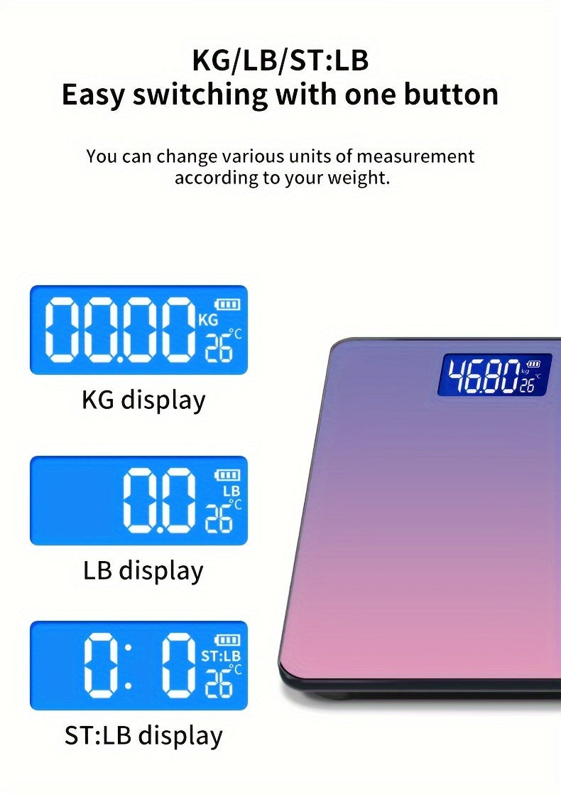 1pc Digital Bathroom Scale With Temperature - Highly Accurate Body Weight Scale With Lighted LCD Display, Round Corner Design, 400 Lb, 3 Weighing Units: LB/KG/ST:LB DispLay - For Home Use - Ideal Gift for Health-Conscious Ind