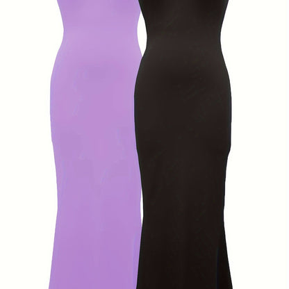 2 Packs Solid Cami Dresses, Casual Sleeveless Bodycon Dress, Women's Clothing