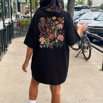 Floral Print Crew Neck Tee Dress, Casual Short Sleeve Dress For Spring & Summer, Women's Clothing