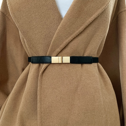 Elastic Waist Cincher Belt - Stylish Black & Golden Design, Versatile Corset for Dresses & Coats, Perfect for Casual & Formal Occasions, Everyday Fashion Accessory|Vintage Style Belt|Elastic Cincher Belt