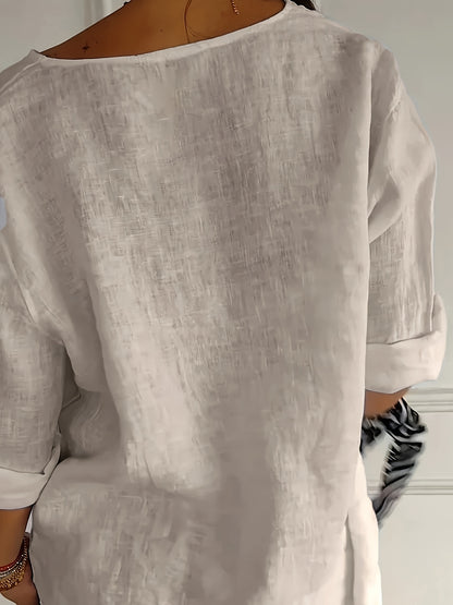 Women's Mint Green Button-Up Blouse - Loose Fit Non-Stretch Shirt, Elegant Casual Button Front for Everyday, Office, Vacation - Breathable All-Season Top, Versatile Shirt, Round Neckline, Durable Construction, Stylish Shirt,