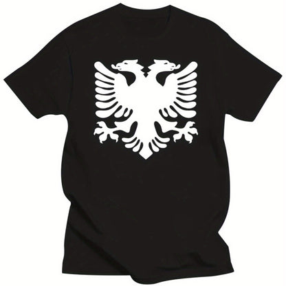 Plus Size Men'S T-Shirt Cotton Albanian Flag Albania 2 Headed Eagle Mens Funny Unisex Tops Tee T Shirt Unisex Men Women Tops T-Shirt