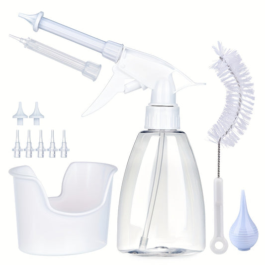 1 Set Of 10.14oz Conical Bottle Ear Washing Set With 7 Replacement Heads, Anti-splash, Easy To Use, Daily Home Health Care Must-have