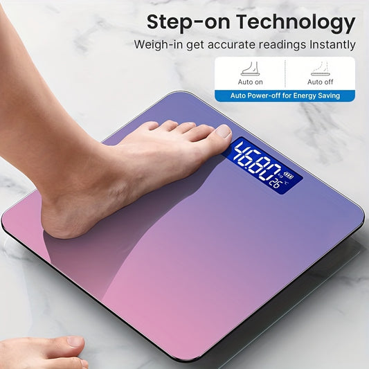 1pc Digital Bathroom Scale With Temperature - Highly Accurate Body Weight Scale With Lighted LCD Display, Round Corner Design, 400 Lb, 3 Weighing Units: LB/KG/ST:LB DispLay - For Home Use - Ideal Gift for Health-Conscious Ind